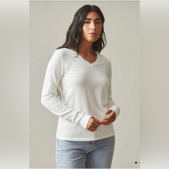 American Giant Premium Slub V-Neck Purple Tee Long Sleeve Supima Cotton,size L - Picture 3 of 12